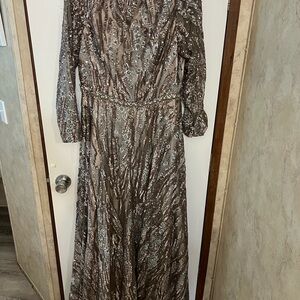 Elegant Brown Patterned Women's Dress